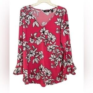 Dennis by Dennis Basso v neck tunic flutter sleeved floral top in size L…